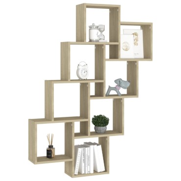 vidaXL Ράφι Κύβος Τοίχου Sonoma Δρυς 90x15x119cm από Επεξ. Ξύλο 1 τεμ.