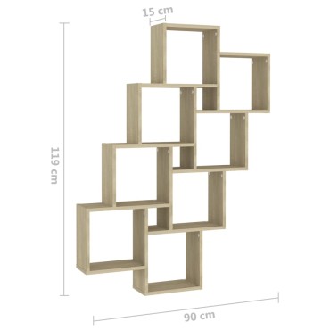 vidaXL Ράφι Κύβος Τοίχου Sonoma Δρυς 90x15x119cm από Επεξ. Ξύλο 1 τεμ.