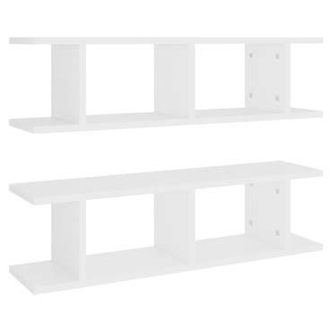 vidaXL Ραφιέρες Τοίχου 2 τεμ. Λευκό 75x18x20cm Επεξεργ. Ξύλο
