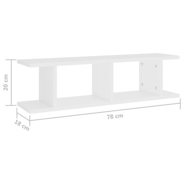 vidaXL Ραφιέρες Τοίχου 2 τεμ. Λευκό 75x18x20cm Επεξεργ. Ξύλο