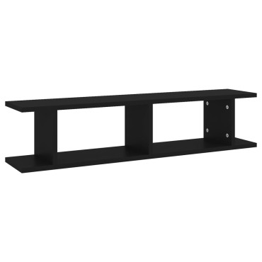 vidaXL Ραφιέρες Τοίχου 2 τεμ. Μαύρες 90x18x20cm από Μοριοσανίδα
