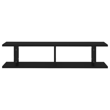 vidaXL Ραφιέρες Τοίχου 2 τεμ. Μαύρες 90x18x20cm από Μοριοσανίδα