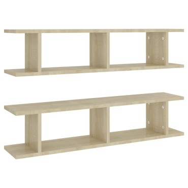 vidaXL Ραφιέρες Τοίχου 2 τεμ. Sonoma Δρυς 90x18x20cm από Μοριοσανίδα