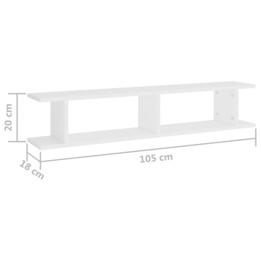 vidaXL Ραφιέρες Τοίχου 2 τεμ. Λευκές 105x18x20cm από Μοριοσανίδα