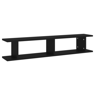 vidaXL Ραφιέρες Τοίχου 2 τεμ. Μαύρες 105x18x20cm από Μοριοσανίδα