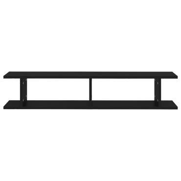 vidaXL Ραφιέρες Τοίχου 2 τεμ. Μαύρες 105x18x20cm από Μοριοσανίδα