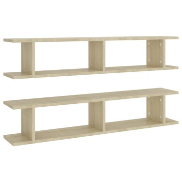 vidaXL Ραφιέρες Τοίχου 2 τεμ. Sonoma Δρυς 105x18x20cm Μοριοσανίδα
