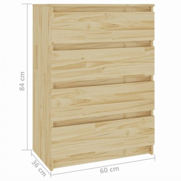vidaXL Συρταριέρα 60x36x84cm από Μασίφ Ξύλο Πεύκου 1 τεμ.