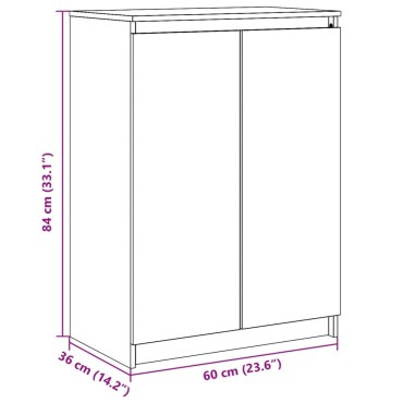 vidaXL Ντουλάπι Λευκό 60x36x84cm από Μασίφ Ξύλο Πεύκου 1 τεμ.