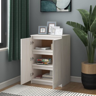 vidaXL Ντουλάπι Λευκό 60x36x84cm από Μασίφ Ξύλο Πεύκου 1 τεμ.