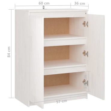 vidaXL Ντουλάπι Λευκό 60x36x84cm από Μασίφ Ξύλο Πεύκου 1 τεμ.