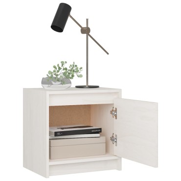 vidaXL Κομοδίνο Λευκό 40x30,5x40cm από Μασίφ Ξύλο Πεύκου 1 τεμ.