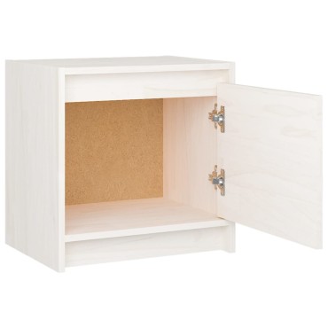 vidaXL Κομοδίνο Λευκό 40x30,5x40cm από Μασίφ Ξύλο Πεύκου 1 τεμ.