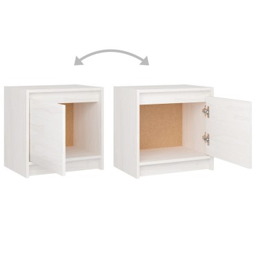 vidaXL Κομοδίνο Λευκό 40x30,5x40cm από Μασίφ Ξύλο Πεύκου 1 τεμ.