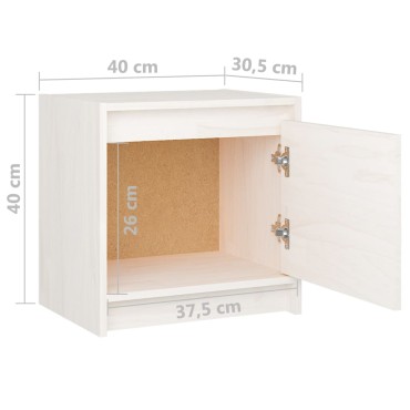 vidaXL Κομοδίνο Λευκό 40x30,5x40cm από Μασίφ Ξύλο Πεύκου 1 τεμ.