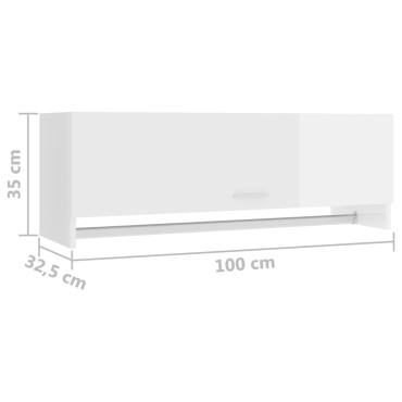 vidaXL Ντουλάπα Γυαλιστερό Λευκό 100x32,5x35cm από Μοριοσανίδα 1 τεμ.