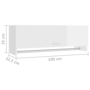 vidaXL Ντουλάπα Γυαλιστερό Λευκό 100x32,5x35cm από Επεξ. Ξύλο 1 τεμ.