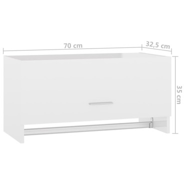 vidaXL Ντουλάπα Γυαλιστερό Λευκό 70x32,5x35cm από Μοριοσανίδα 1 τεμ.