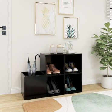 vidaXL Παπουτσοθήκη Χολ Μαύρη 105x35,5x70cm από Επεξ. Ξύλο