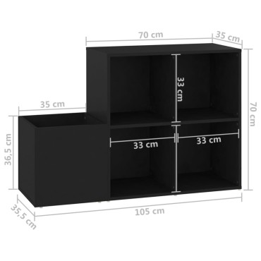 vidaXL Παπουτσοθήκη Χολ Μαύρη 105x35,5x70cm από Επεξ. Ξύλο