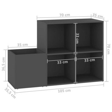vidaXL Παπουτσοθήκη Χολ Γκρι 105x35,5x70cm από Επεξ. Ξύλο