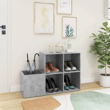 vidaXL Παπουτσοθήκη Χολ Γκρι Σκυροδ. 105x35,5x70cm Επεξ. Ξύλο