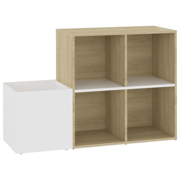vidaXL Παπουτσοθήκη Χολ Λευκή/Sonoma Δρυς 105x35,5x70cm Επεξ. Ξύλο