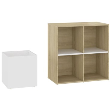 vidaXL Παπουτσοθήκη Χολ Λευκή/Sonoma Δρυς 105x35,5x70cm Επεξ. Ξύλο