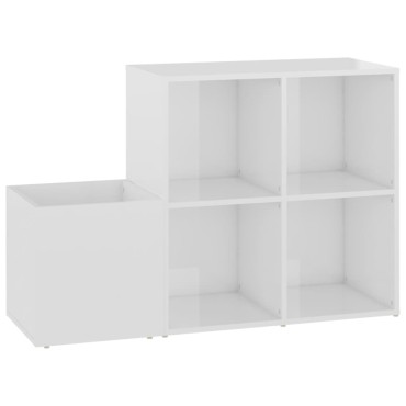 vidaXL Παπουτσοθήκη Χολ Γυαλ. Λευκή 105 x 35,5 x 70 εκ από Επεξ. Ξύλο