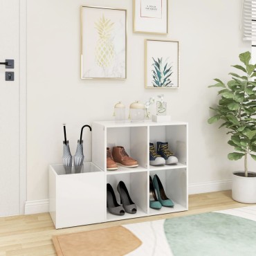vidaXL Παπουτσοθήκη Χολ Γυαλ. Λευκή 105x35,5x70cm από Επεξ. Ξύλο