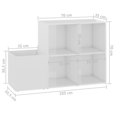 vidaXL Παπουτσοθήκη Χολ Γυαλ. Λευκή 105x35,5x70cm από Επεξ. Ξύλο