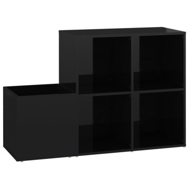 vidaXL Παπουτσοθήκη Χολ Γυαλ. Μαύρη 105x35,5x70cm από Επεξ. Ξύλο