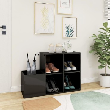 vidaXL Παπουτσοθήκη Χολ Γυαλ. Γκρι 105x35,5x70cm από Επεξ. Ξύλο