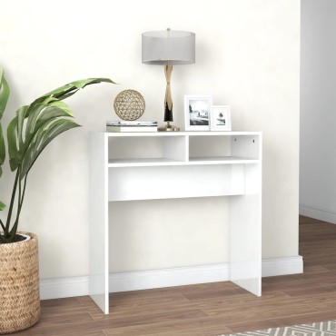 vidaXL Τραπεζάκι Κονσόλα Γυαλιστερό Λευκό 78x30x80cm Μοριοσανίδα 1 τεμ.