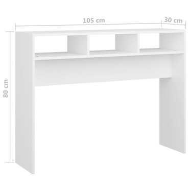 vidaXL Τραπέζι Κονσόλα Λευκό 105x30x80cm από Επεξ. Ξύλο 1 τεμ.