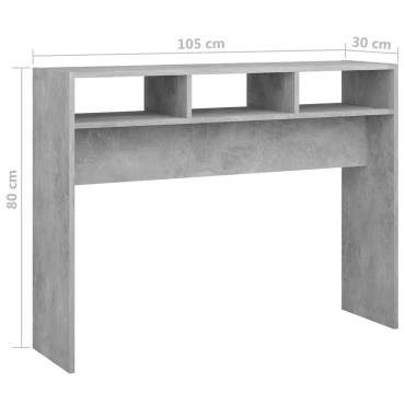 vidaXL Τραπέζι Κονσόλα Γκρι Σκυροδέματος 105x30x80cm από Επεξ. Ξύλο 1 τεμ.
