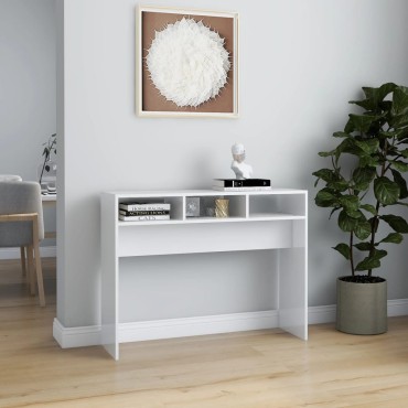 vidaXL Τραπεζάκι Κονσόλα Γυαλιστερό Λευκό 105x30x80cm Επεξ. Ξύλο 1 τεμ.