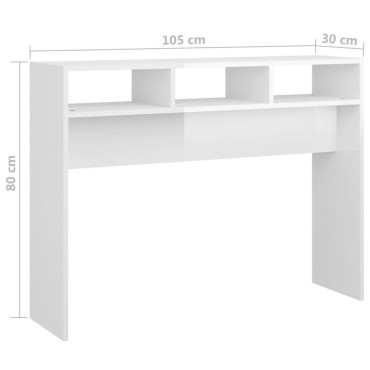 vidaXL Τραπεζάκι Κονσόλα Γυαλιστερό Λευκό 105x30x80cm Επεξ. Ξύλο 1 τεμ.