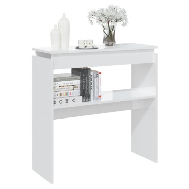 vidaXL Τραπεζάκι Κονσόλα Γυαλιστερό Λευκό 80x30x80cm Επεξ. Ξύλο 1 τεμ.