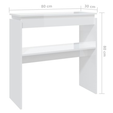 vidaXL Τραπεζάκι Κονσόλα Γυαλιστερό Λευκό 80x30x80cm Επεξ. Ξύλο 1 τεμ.