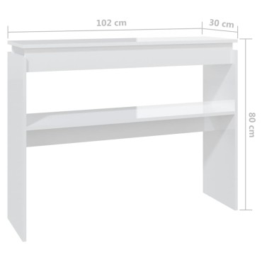 vidaXL Τραπεζάκι Κονσόλα Γυαλιστερό Λευκό 102x30x80cm Επεξ. Ξύλο 1 τεμ.