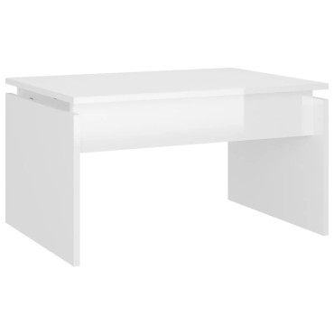 vidaXL Τραπεζάκι Σαλονιού Γυαλ. Λευκό 68x50x38cm από Επεξ. Ξύλο 1 τεμ.