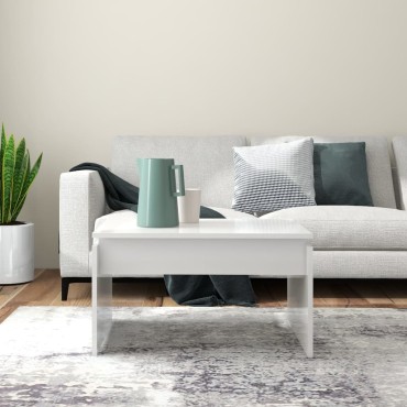 vidaXL Τραπεζάκι Σαλονιού Γυαλ. Λευκό 68x50x38cm από Επεξ. Ξύλο 1 τεμ.