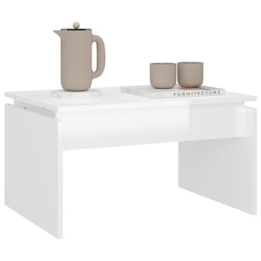 vidaXL Τραπεζάκι Σαλονιού Γυαλ. Λευκό 68x50x38cm από Επεξ. Ξύλο 1 τεμ.