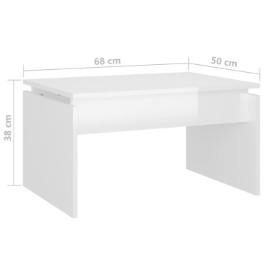 vidaXL Τραπεζάκι Σαλονιού Γυαλ. Λευκό 68x50x38cm από Επεξ. Ξύλο 1 τεμ.