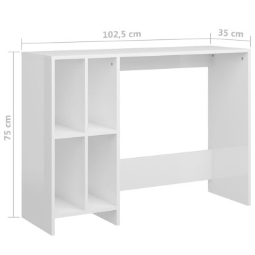 vidaXL Γραφείο Notebook Γυαλ. Λευκό 102,5x35x75cm από Επεξ. Ξύλο 1 τεμ.
