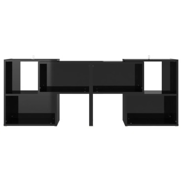 vidaXL Έπιπλο Τηλεόρασης Μαύρο Γυαλ. 104x30x52cm από Επεξ. Ξύλο