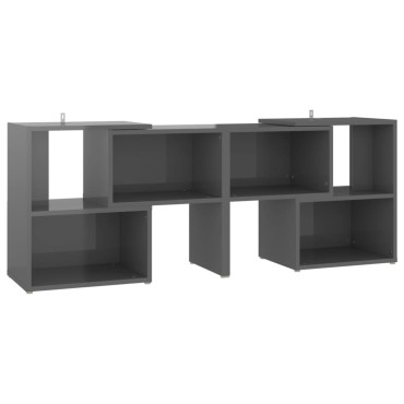 vidaXL Έπιπλο Τηλεόρασης Γυαλ. Γκρι 104x30x52cm από Επεξ. Ξύλο