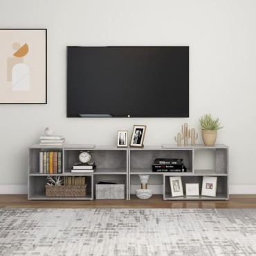 vidaXL Έπιπλο Τηλεόρασης Γκρι Σκυροδέματος 149x30x52cm Επεξ. Ξύλο
