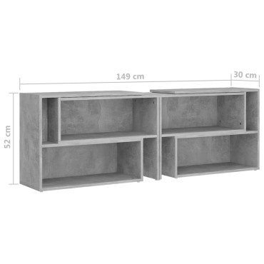 vidaXL Έπιπλο Τηλεόρασης Γκρι Σκυροδέματος 149x30x52cm Επεξ. Ξύλο
